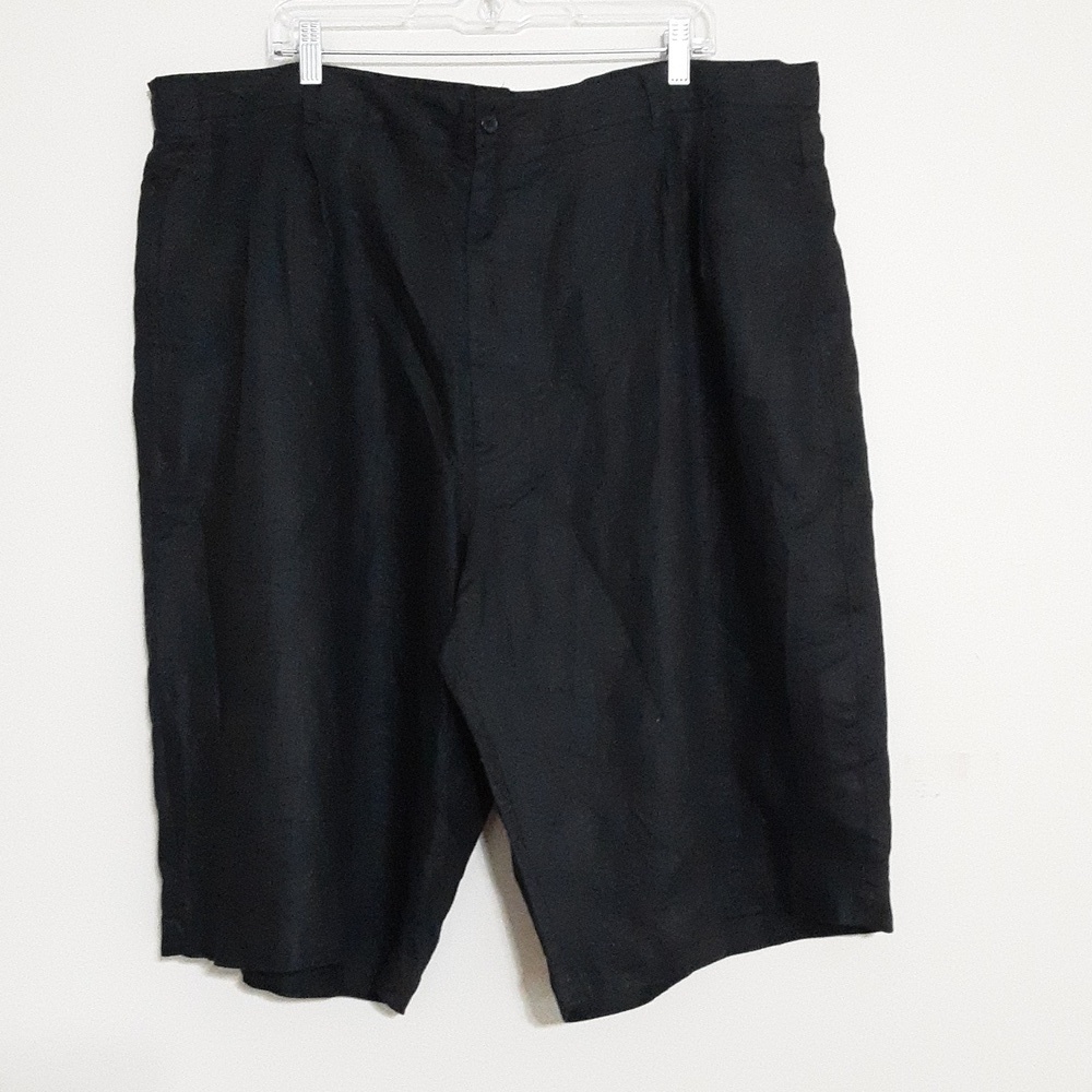 Vintage Men Black Shorts 44 Linen Casual Bermuda Resort Beach Y2k Retro